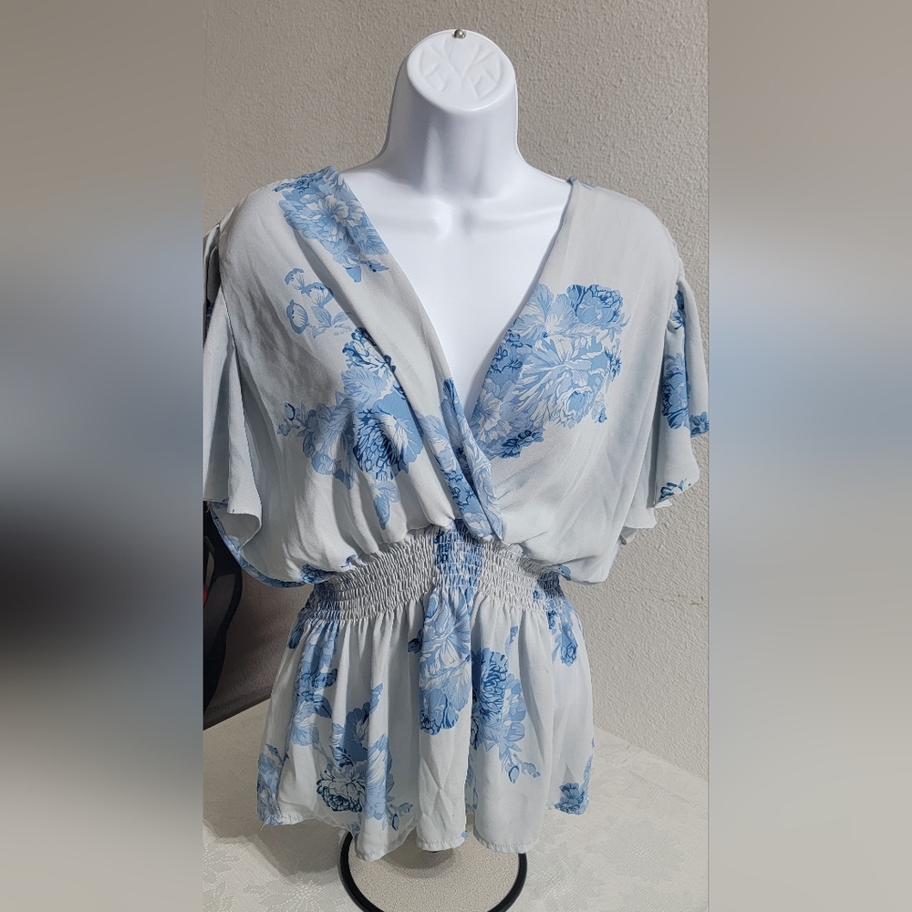 Floral Blue and White Dress